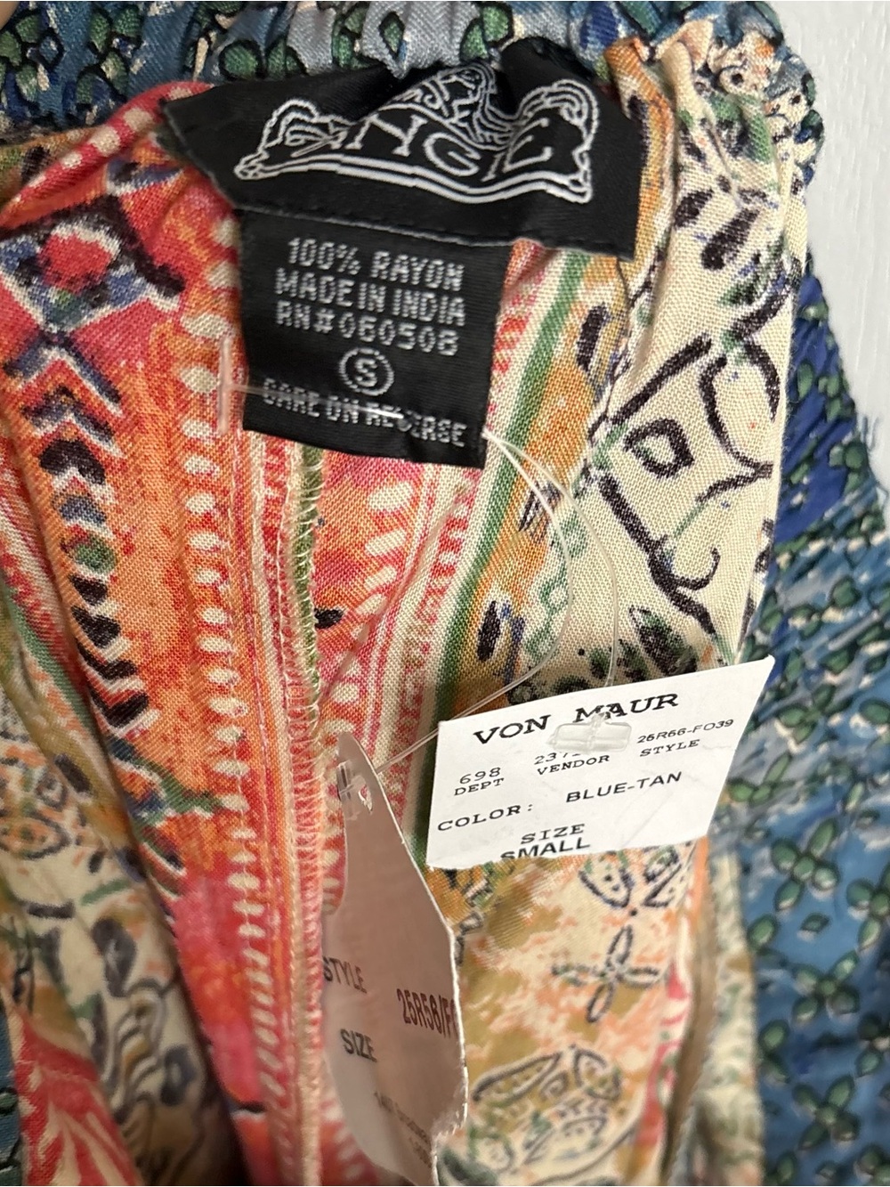 Angie NWT Sz S Patchwork Woven Pull On Waist Split Side Boho Belted Pants - Picture 4 of 9